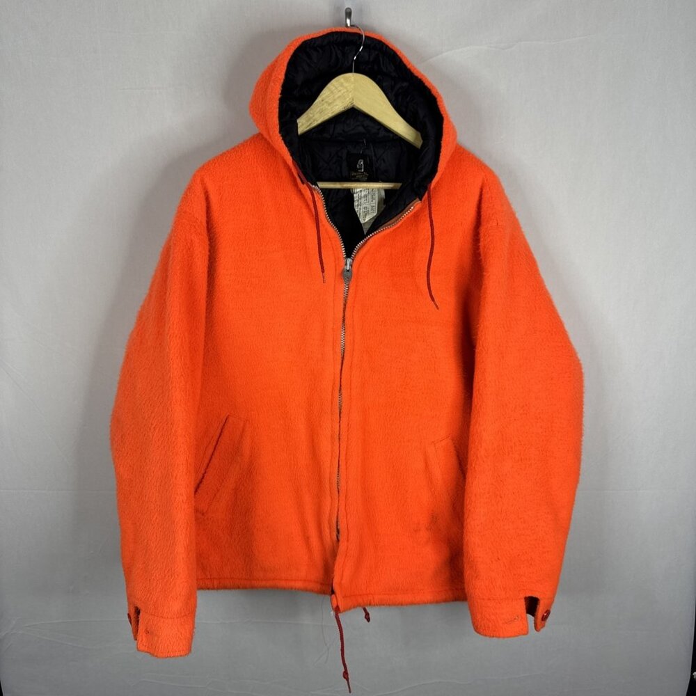 Vintage Thermo-King Blaze Orange Fleece Zip Hoodie Canada Quilted Liner XL